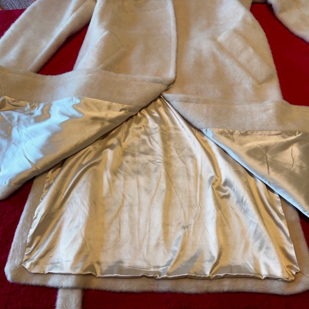 Isaac Mizrahi Wrap Long Coat with Notched Collar & Pockets OYSTER NWOT SIZE M - Picture 12 of 12
